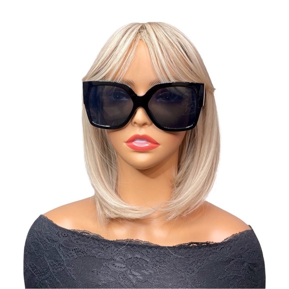 Accessories - Oversized Square Frame Sunglasses with Gold Embellished Accents